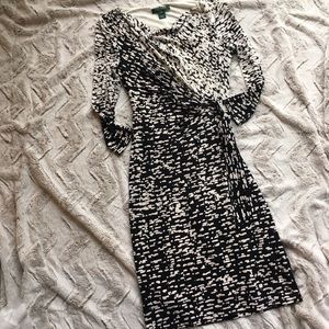 Ralph Lauren Cowl Neck Side Wrap Gathered Dress